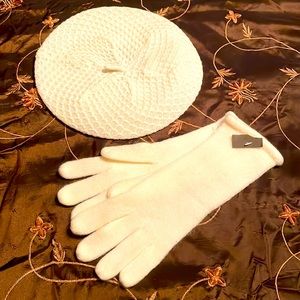 Brand New. Ivory hat and gloves set